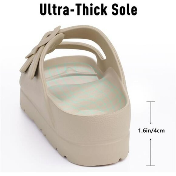 Platform Arch Support Sandals Womens Summer Foam Slides Adjustable Buckle - Picture 6 of 7